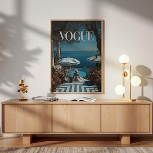 Vogue Mediterranean Poolside Poster | Retro Seaside Resort Wall Art | Coastal Chic Home Decor | Luxury Summer Print