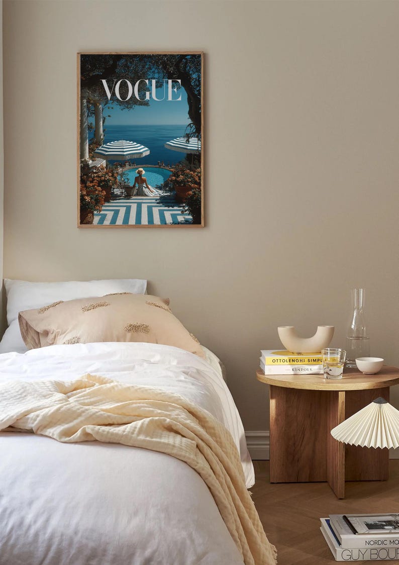 Vogue Mediterranean Poolside Poster | Retro Seaside Resort Wall Art | Coastal Chic Home Decor | Luxury Summer Print