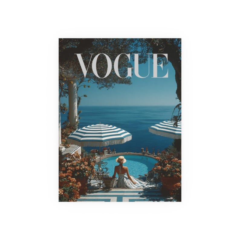 Vogue Mediterranean Poolside Poster | Retro Seaside Resort Wall Art | Coastal Chic Home Decor | Luxury Summer Print