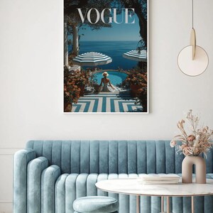 Vogue Mediterranean Poolside Poster | Retro Seaside Resort Wall Art | Coastal Chic Home Decor | Luxury Summer Print
