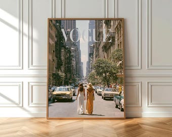 NYC Street Fashion Poster, Vintage Summer Glam Editorial Wall Art, Old Money Prints