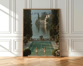 Ralph Lauren-tennisbaanposter | Retro sportmuurkunst | Vintage tennisdecor