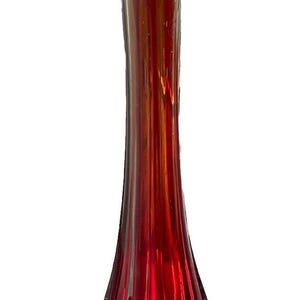 Vintage LE Smith Swung Glass Blown Art Glass Red Variations 6 Finger Vase 11”