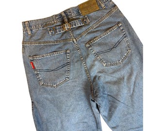 Unionbay Vintage 90er Jahre Cinch Back High Rise Wide Leg Denim Jeans Blau 26W