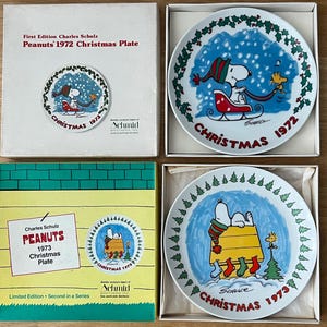 Vintage Christmas Plate Snoopy - Etsy