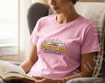 Plot Twist Enthusiast T-Shirt | Buch-Liebhaber-Grafik-T-Shirt | Leser Ästhetik Shirt | Open Book Literatur-T-Shirt für Leseratten