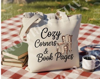 Cozy Corners Book Tote | Reading Chair Canvas Bag, Literary Lover Gift
