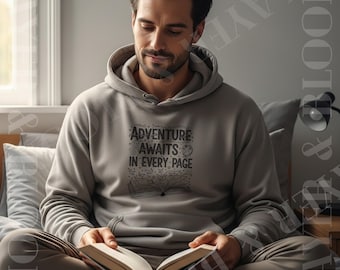 Adventure Awaits Hoodie | Book Lover Sweatshirt, Literary Quote Pullover for Readers