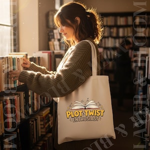 Plot Twist Tote Bag | Book Lover Canvas Tote | Reading Humor Gift | Literary Tote Bag | Funny Bookish Accessories