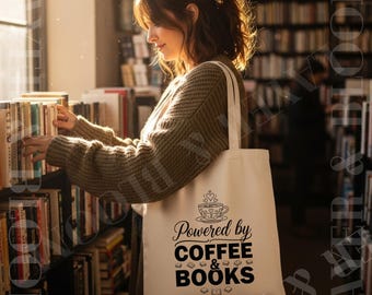 Powered by Coffee & Books Tote | Book Lover Canvas Shopper Bag