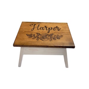 Custom Name Stool -Engraved Step Stool – Personalized Kids – Toddler Step for Bathroom - Wooden Gift - Bathroom Helper