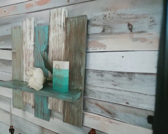 Beach House Shelf for Your Coastal Decor Beach House Decor Shelves for Decorating Wall Hanging with a  Distressed Nautical Look