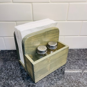 Wooden Napkin holder for Napkins, Salt and Pepper, Kitchen Organization, Storage for Napkins, Housewarming Gift