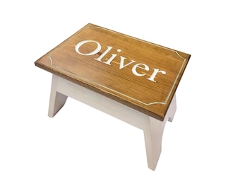 Engraved Wooden Step Stool – Personalized Kids Riser - Wood Gift - Bathroom Helper - Custom Name