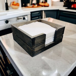Rustic Wooden Napkin Holder Box for Napkins, Farmhouse Table Decor, Storage Organization, Choose your Stain Color, Dining or Kitchen Decor