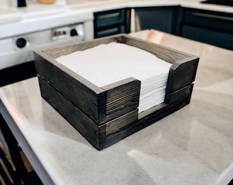 Farmhouse Wooden Napkin Holder, Box for Napkins, Rustic Table Decor