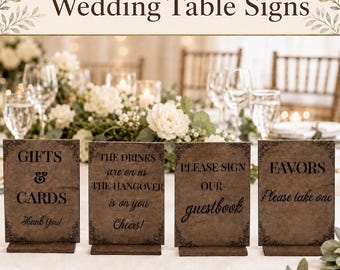 Rustic Wedding Sign Bundle | Reception Tables | Wooden Sign Set || Gift Table | Bar Top