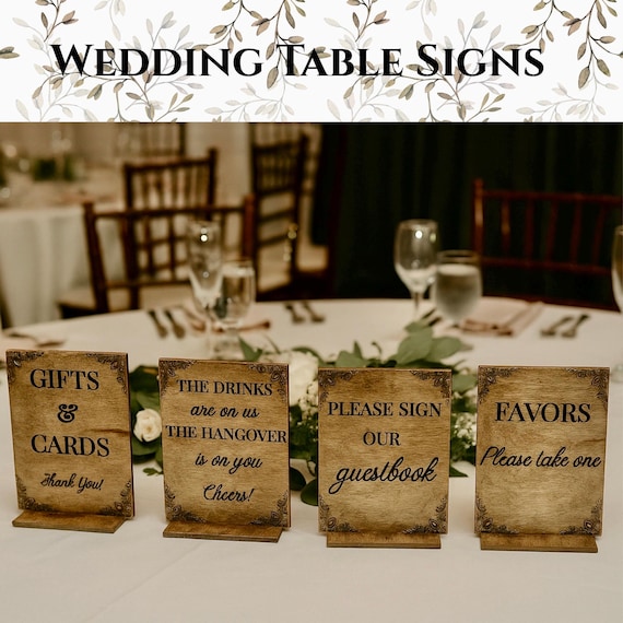 Rustic Wedding Signs Bundle | Reception Tables | Wooden Sign Set || Gift Table | Bar Top