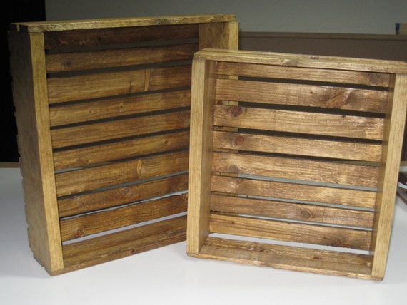 Wooden Crates Decorative Crates Set Of Two Early Etsy
