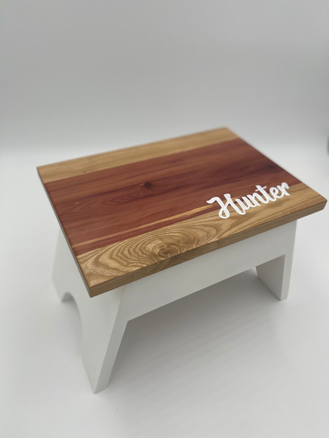 Wooden Step Stool Wood Footstool Bathroom Step Up Name Etsy