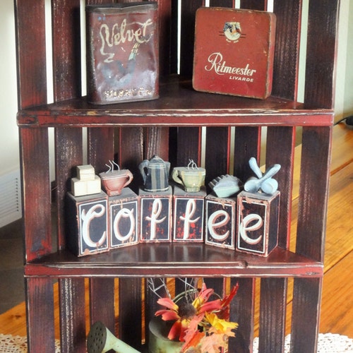 Rustic Shelving' Red Distressed Corner Shelf' Corner Etsy
