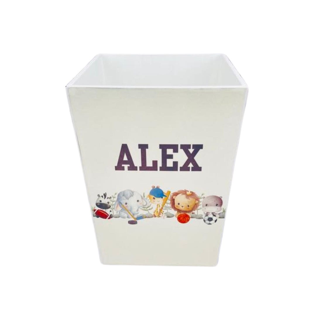 Childrens Sports Garbage Can Waste Bin, Decorative Room Decor, Wood Trash Can, Bathroom Baskets ...