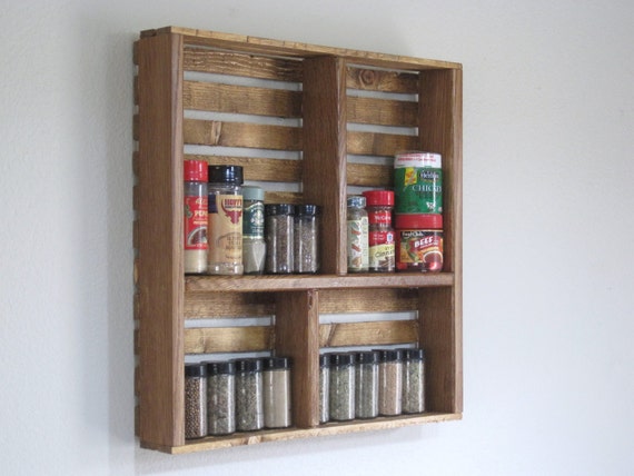 Wall Spice Rack Wooden Shelf Kitchen Organization Idea 