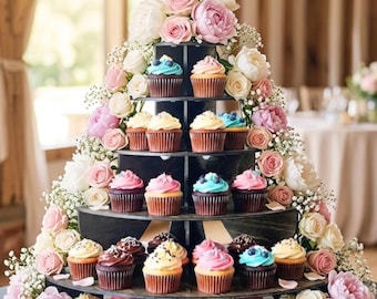 Wooden Cupcake Display Stand | Tiered Dessert Display | Farmers Market Display Riser | Vendor Booth Shelf | Wedding Dessert Table Stand