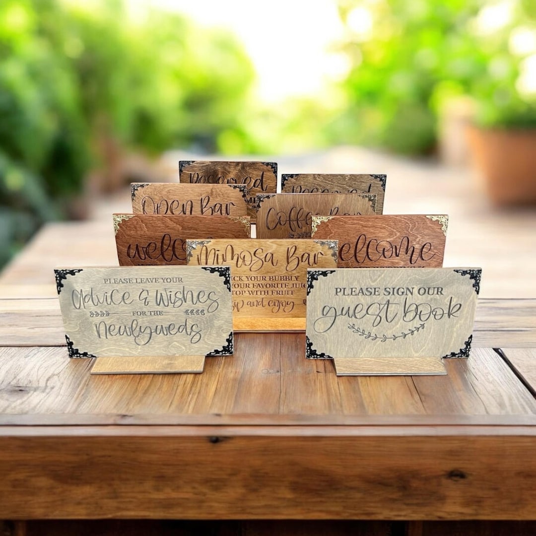 Wedding Table Signs – Wooden Reception Decor – Rustic Centerpiece Sign ...