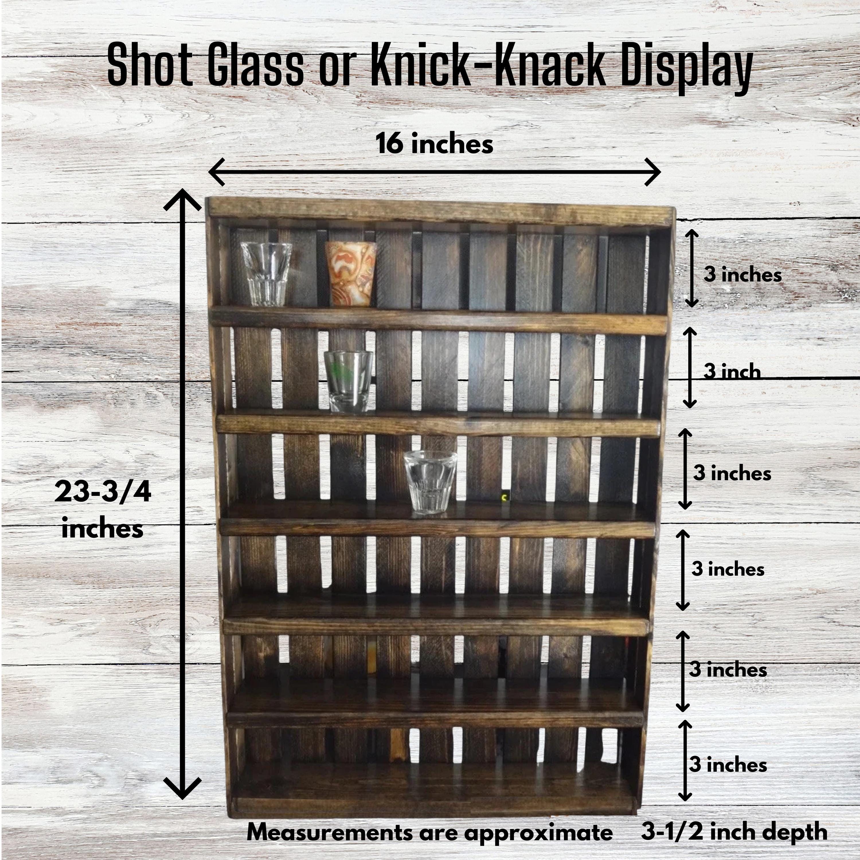Shot Glass Shelf, Wooden Shelves, Rustic Shelving, Wooden Bar 