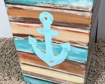 Hand Painted Trash Can Nautical 30 Gallon 