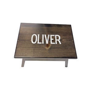 Stained Step Stool with Engraved Name - Wooden Step – Personalized Stained - Bathroom Helper for Kids - Farmhouse Stool - Kids Gift