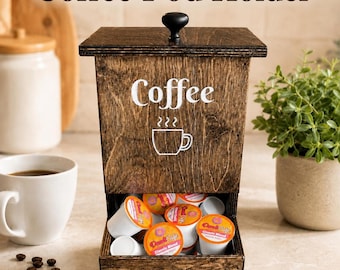 Coffee Pod Holder | Couples Wedding Gift | K Cup Organizer | Keurig Pods Storage Rack | Farmhouse Morning Brew Station