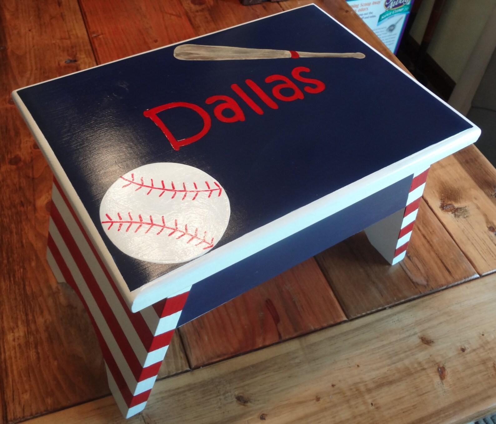 Step Stool Foot Stool Baseball Bat Baseball Gifts Wooden Etsy