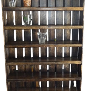 Shot Glass Shelf, Wooden Shelves, Rustic Shelving, Wooden Bar Decor, Bar Shelves, Barware Storage image 2