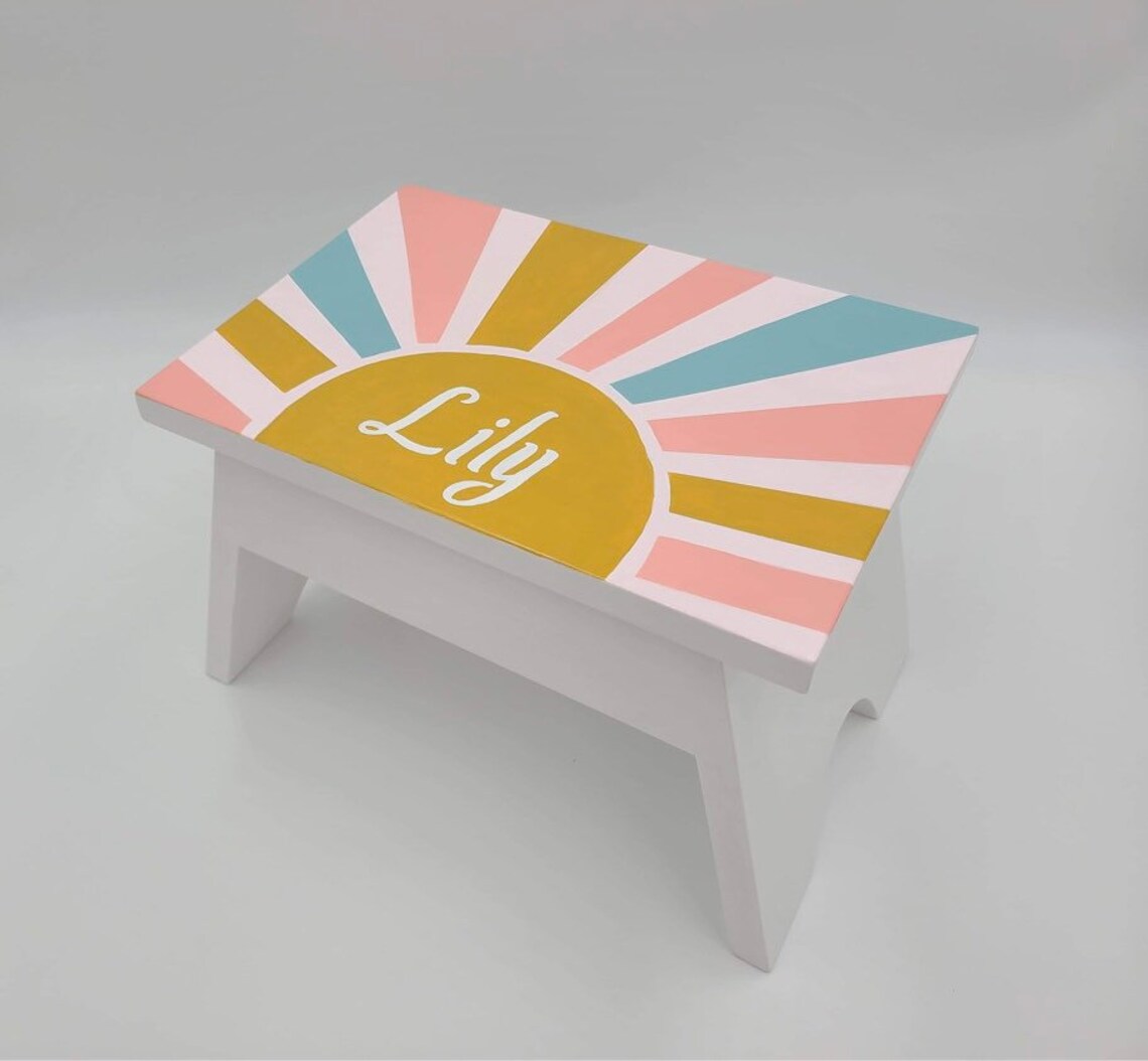 Personalized BOHO Foot Stool Name Stool Step Stool for Etsy
