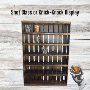 Shot Glass Shelf, Wooden Shelves, Rustic Shelving, Wooden Bar Decor, Bar Shelves, Barware Storage
