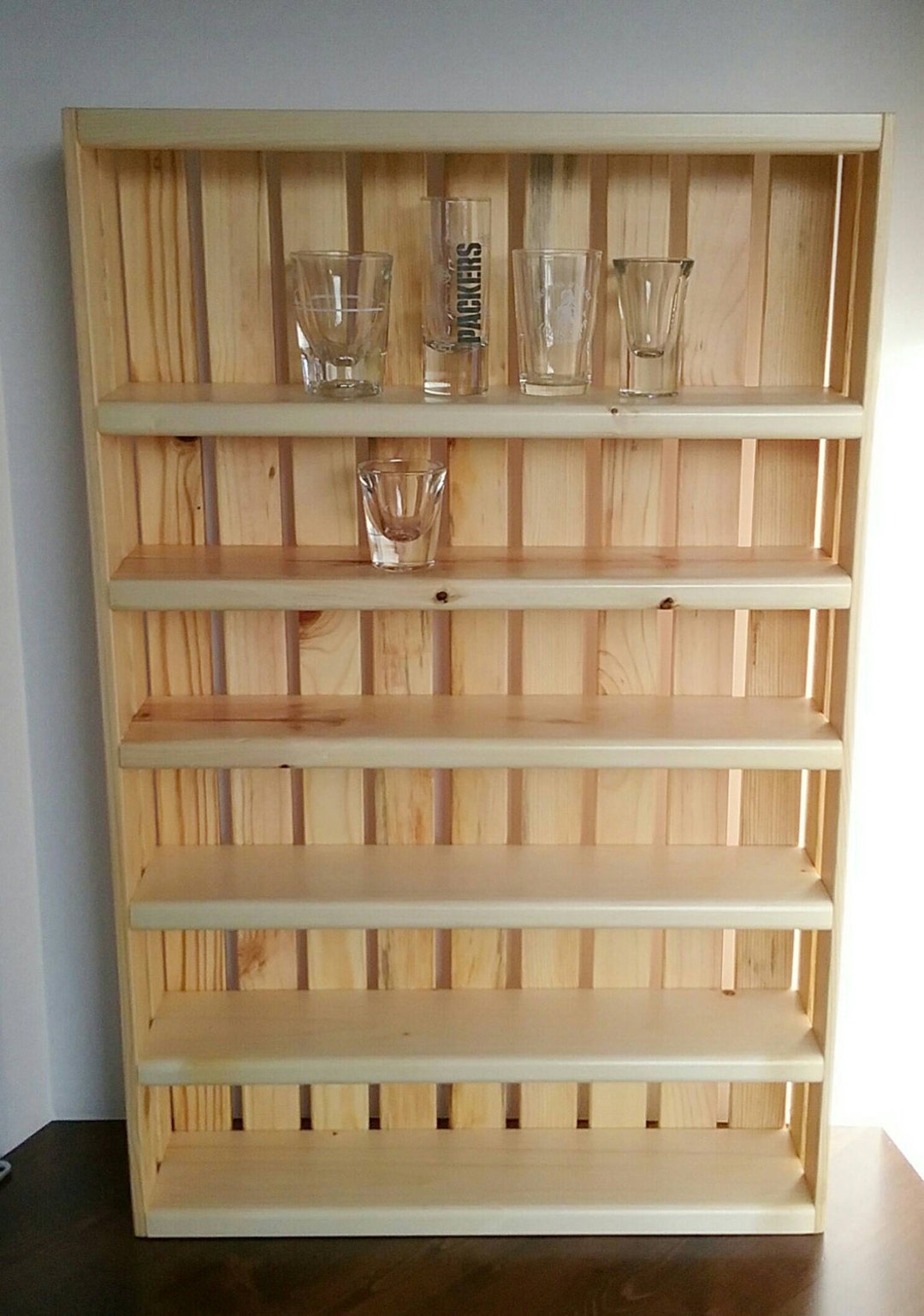 Shot Glass Shelf / Crate Shelving / Wooden Display / Crate Etsy