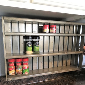 Spice Storage, Spice Rack, Wooden Crate, Under Cabinet Spice Cabinet, Shelving for Spices