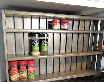Spice Storage, Spice Rack, Wooden Crate, Under Cabinet Spice Cabinet, Shelving for Spices