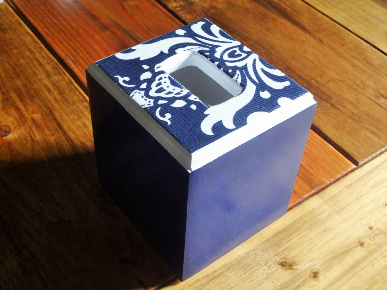 Kleenex Box Holder' Wooden Tissue Box' Navy Blue and Etsy
