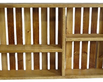 Spice Storage, Display Crate, Wall Hanging Crate, Knick Knack Display, Wooden Wall Crate, Hanging Display Crate, Golden Oak