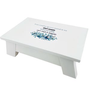 Blue Floral Adult Stool – Decorative and Functional - Wooden Stool with Blue Floral Design – Kitchen Accessory - Riser Step
