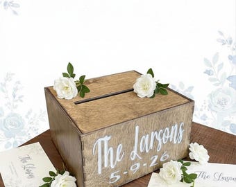 Personalized Wedding Card Box with Slot | Gift Table Holder for Cards | Reception Decor