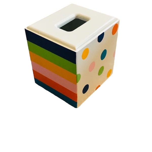 Decorative Box Bathroom Accessories, Tissue Box Holder Colorful Box, Tissue for Bathroom, Box for Tissues, Polka Dots and Stripes