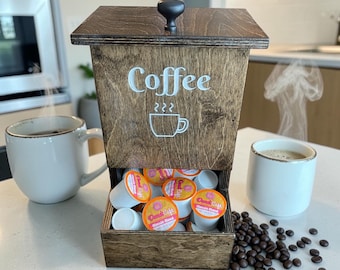 Coffee Pod Holder | Couples Wedding Gift | K Cup Organizer | Keurig Pods Storage Rack | Farmhouse Morning Brew Station