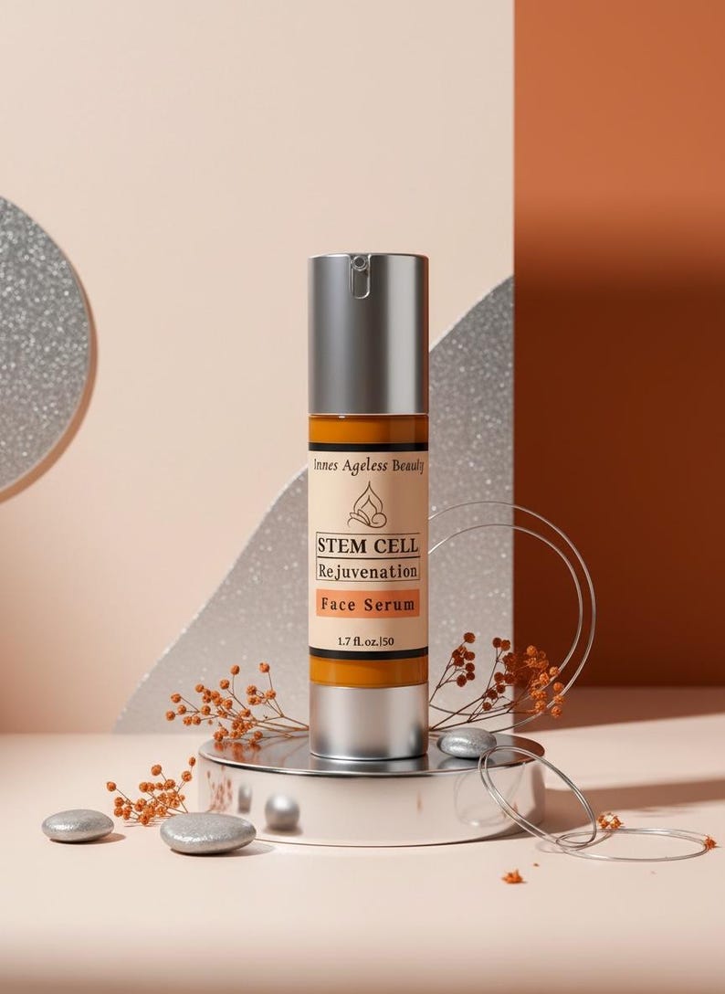 Stem cell rejuvenation face serum in 1.7 oz airless pump, firming anti aging serum for mature skin