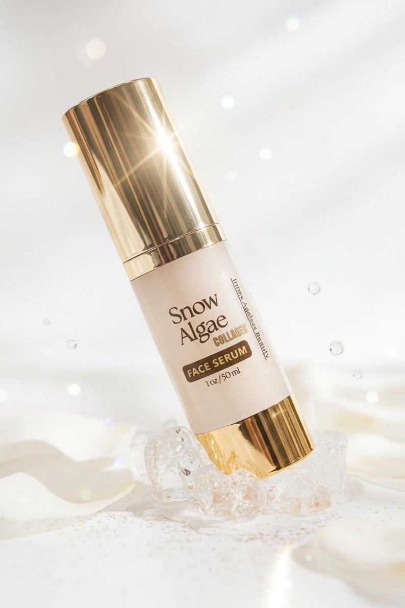 "Innes Ageless Beauty Snow Algae and Collagen firming face serum."