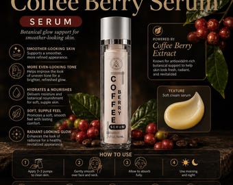 Siero viso al caffè e bacche per una pelle radiosa / Bellezza botanica