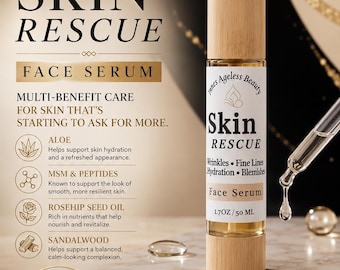 Skin Rescue Face Serum for Mature Skin Hydration Peptides Rosehip Fine Lines 1.7 oz